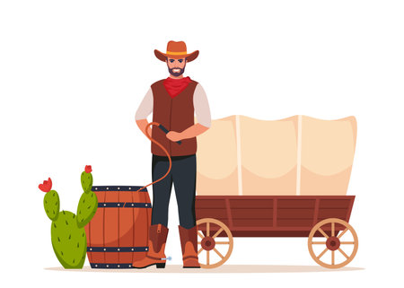 Wild West icons composition. Western and cowboy elements. Texas symbols. Vectorのイラスト素材