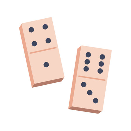 Dominoes. Two dominoes with different numbers of dots. Game, symbol of good luck. Vector illustrationのイラスト素材