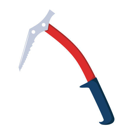 Ice ax. Climbers equipment tool for cutting footholds in snow, hiking and mountaineering gear. Vector illustrationのイラスト素材