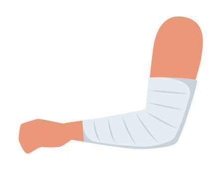 Bandaged arm. Medical elastic bandage. Element of health care, first aid. Vector illustrationのイラスト素材