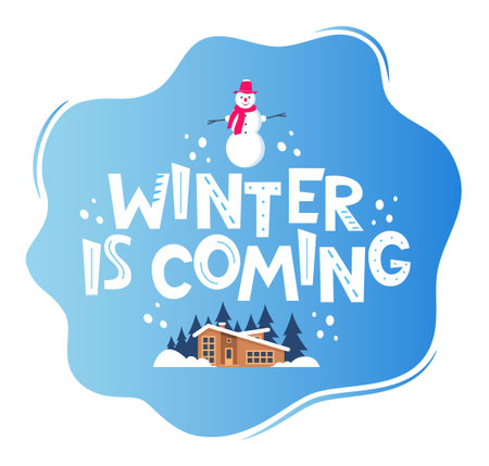 Winter is coming text decorated lettering. Typography for cards, poster, t-shirt, invitations, other types of design.のイラスト素材