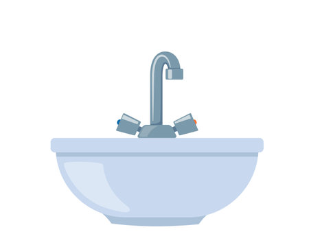 Modern bathroom pedestal sink isolated, home and hygiene concept.のイラスト素材