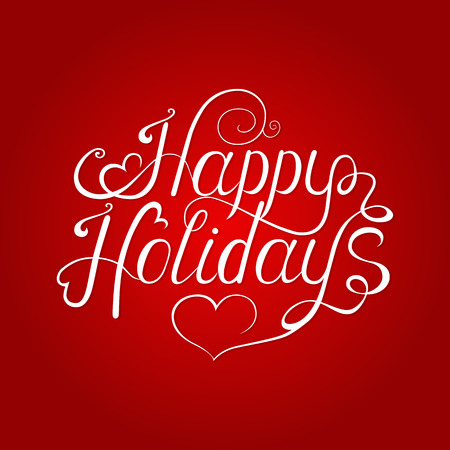 Happy holidays  vector  lettering on red background. New Year and Christmas  greeting card.のイラスト素材