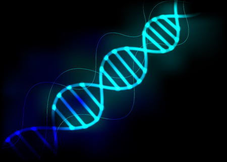 DNA molecule shiny  blue background. Abstract  vector science template.のイラスト素材