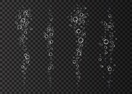 Realistic effervescent drink texture. Underwater fizzing air bubbles.  Fizzy sparkles in water, sea, aquarium. Soda. Undersea vector illustration.のイラスト素材