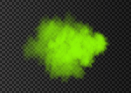 Explosion. Green smoke circle. Color spiral fog  track isolated on transparent background. Realistic vector cloud or steam   texture.のイラスト素材