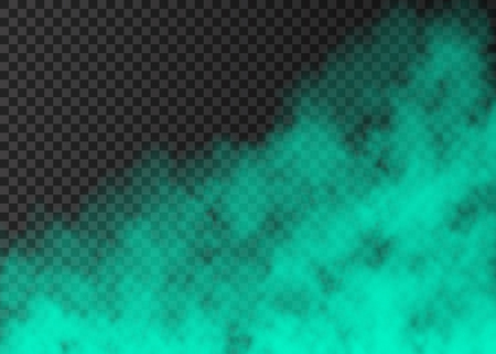 Blue smoke  isolated on transparent background.  Steam special effect.  Realistic  colorful vector fire fog  or mist texture.のイラスト素材