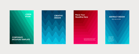 Colorful book cover design. Poster, corporate business annual report, brochure, magazine, flyer mockup. Green, pink, blue  a4 template. Halftone gradients. Modern geometric pattern. Vector.のイラスト素材