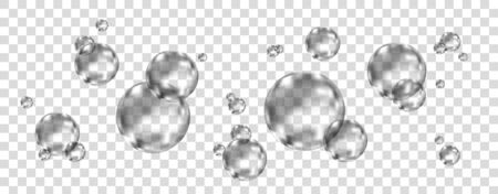 Effervescent drink. Underwater  black fizzing air bubbles on white  background. Fizzy sparkles in water, sea, aquarium, ocean. Fizz. Undersea vector texture.のイラスト素材