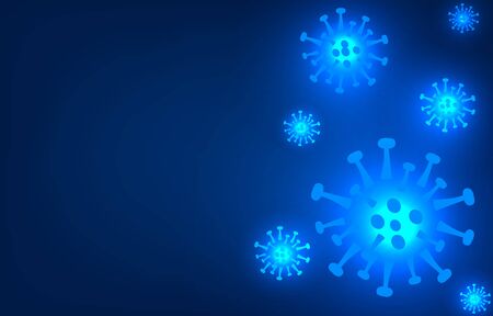 novel respiratory coronavirus 2019 isolated on blue background. Stop  2019-nCoV virus. COVID-2019  disease outbreak. Prevent dangerous Cov infection. Vector antiviral vaccine illustration.のイラスト素材