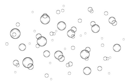 Underwater fizzing air, water or oxygen  bubbles on white  background. Effervescent drink. Fizzy...