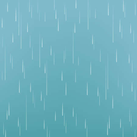 Rain drops isolated on blue background. Rainfall. Realistic falling water. Vector texture.のイラスト素材