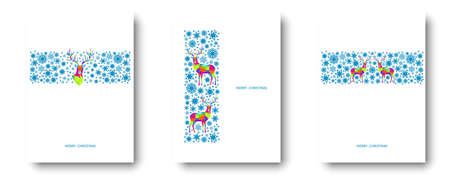 Christmas blue pattern. Happy New Year background. Xmas reindeer, gifts, snowflakes. Vector decoration for greeting card.のイラスト素材