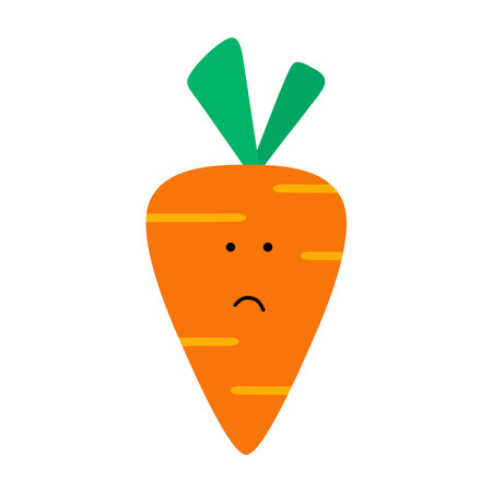 Cute, funny cartoon carrot character. emotions. food smiley. Vector illustration for kids.のイラスト素材