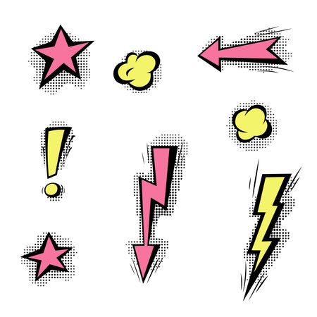 Speech bubbles with halftone shadows in cartoon, comic style. Dialogue balloons. Vector template for social media, sale banners.のイラスト素材