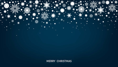 Christmas winter blue background with falling snowflakes. Snowfall. Xmas vector illustration with snow.のイラスト素材