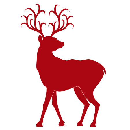 Christmas deer silhouette with unique antlers. Perfect for holiday cards, winter designs, and seasonal decorations. Vector illustration for Christmas projects.のイラスト素材