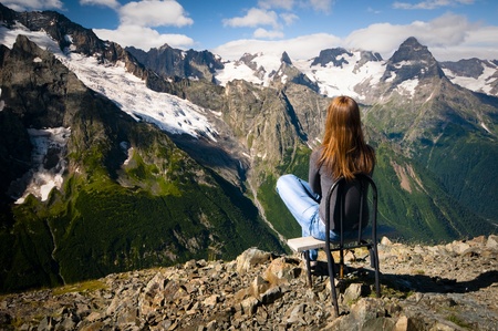 girl in the mountainの写真素材