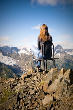 girl in the mountainの写真素材