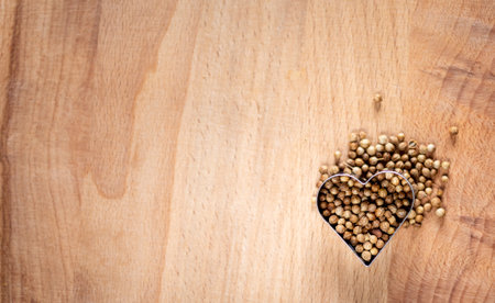 Fantasy minimalistic card about love. Wooden background, selective focusの写真素材