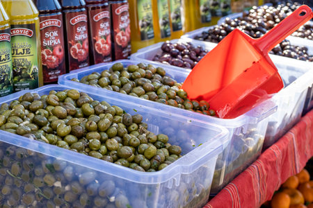 Olives by weight, street fair, food festivalのeditorial素材