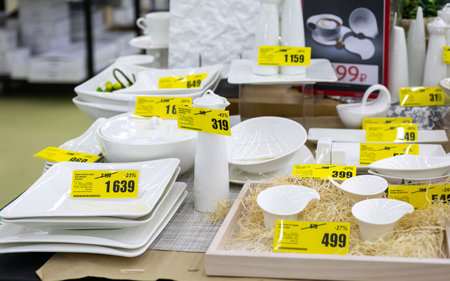 Whiteware sale - About November 2019, Moscow, Russiaのeditorial素材