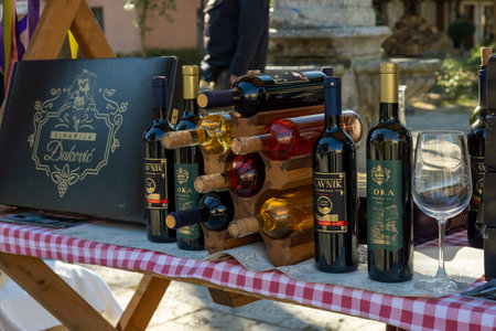 Wine and fish festival. Showcases. - About January 2023, Virpazar, Montenegroのeditorial素材