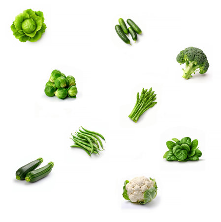 Set of green vegetables. Green diet. keto diet. Vegan. Place for text. Copy spaceの素材