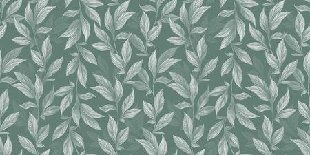Botanical seamless pattern with vintage graphic peony leaves. Hand-drawn illustration. Good for production wallpapers, cloth, fabric printing, goods.の写真素材
