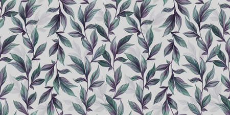 Botanical seamless pattern with vintage graphic peony leaves. Hand-drawn illustration. Good for production wallpapers, cloth and fabric printing.の写真素材
