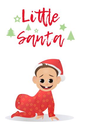 Little funy Santa. Baby Santa Claus. The first Christmas and New Year for baby. Vector illustration. Christmas charactersのイラスト素材