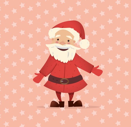Cute and funny Santa Claus. Vector Christmas illustration. Bright New Year character. New Year bannerのイラスト素材