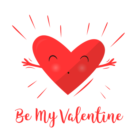 Hearts hugging and happy. Declaration of love. Happy Valentine's Day. Pretty heart. Vector illustration .のイラスト素材