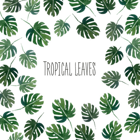 Watercolor tropics summer wreath.can be used for a wedding or party invitation or post cardの写真素材
