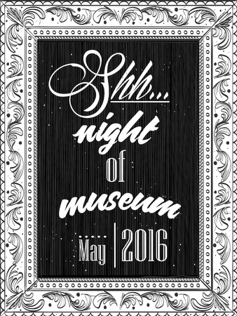 Hand drawn. Modern Invitation for the night in a museum in the frame for a pictureのイラスト素材