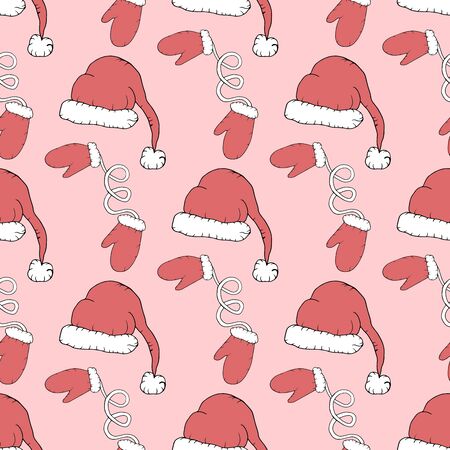 Cute fun seamless pattern with winter holiday symbols.のイラスト素材