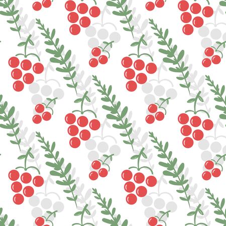 Endless texture for design. Vector background with viburnum for packaging, design, wedding announcements, fabric, textile.のイラスト素材