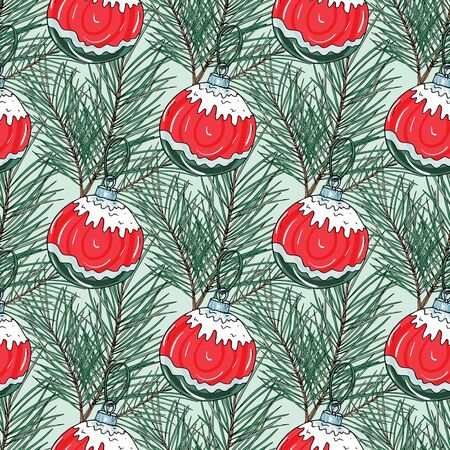 New Year holidays seamless vector hand-drawn background. Endless funny vector illustration.のイラスト素材