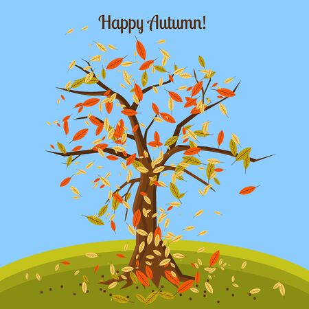 Template for your postcard for 1 September and other. Autumn time. Golden autumn.のイラスト素材