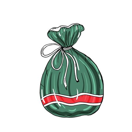 Vector illustration with isolated a bag with presents on the white background for decor winter holidays.の写真素材