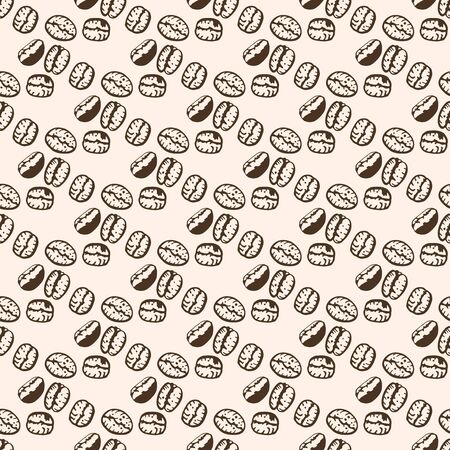 Seamless pattern with coffee beans on beige background. Vector illustration for the design for packaging, background, wrapping. Endless texture.のイラスト素材