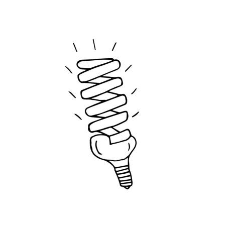 Single hand drawn daylight bulb dear rim. Doodle vector illustration for greeting cards, posters, stickers, packaging. Isolated on white background.のイラスト素材