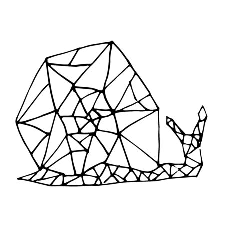 Funny snail sketch for your design. Hand drawn stilized mollusk. Vector illustration. Element for coloring book.のイラスト素材