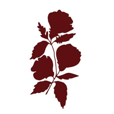 Digital silhouette of Sakura flowers. Sakura branch with flower buds.のイラスト素材