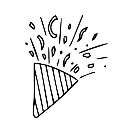 Birthday cracker doodle. Hand drawn simple illustration for decor.のイラスト素材