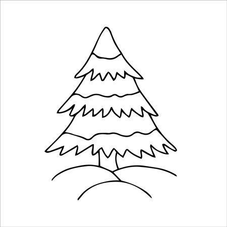 Christmas tree. New year tree. Hand drawn simple doodle. Illustration for decor.のイラスト素材
