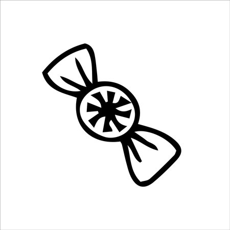 Candy doodle. Candy in a wrapper. Hand drawn simple doodle. Illustration for decor.のイラスト素材