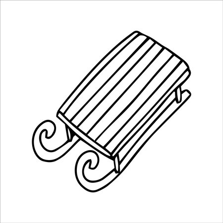 Children sleds in doodle style. Winter activities. Vector illustration.のイラスト素材