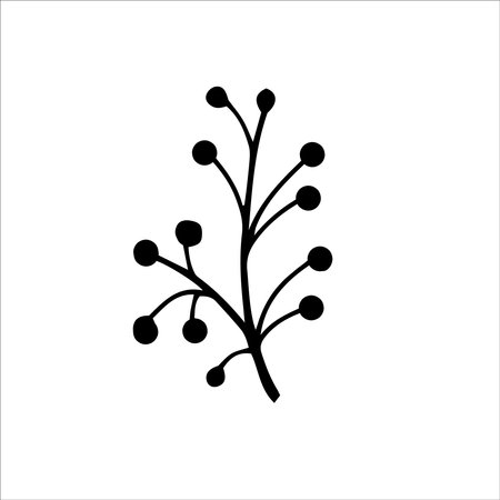 Merry Christmas and Happy New Year doodle element for decor. Hand drawn cute floral element. Line art style in vector illustration.のイラスト素材