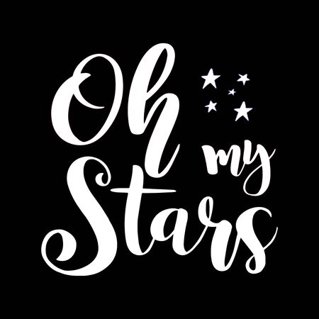 Hand sketched Oh My Stars. Independence Day of USA calligraphy. American patriotic lettering for postcard, poster, banner template typographyのイラスト素材